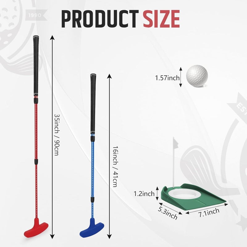 MultiOutools Golf Putters for Men and Women, 2 Pack Adjustable Golf Club Sets with 6 Balls & 2 Flag Cups, Two-Way Mini Putters Training Clubs for Children, Teenagers, Adults - Image 2